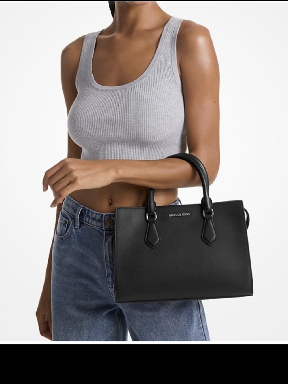 MICHAEL KORS Black Leather Top-Handle Satchel